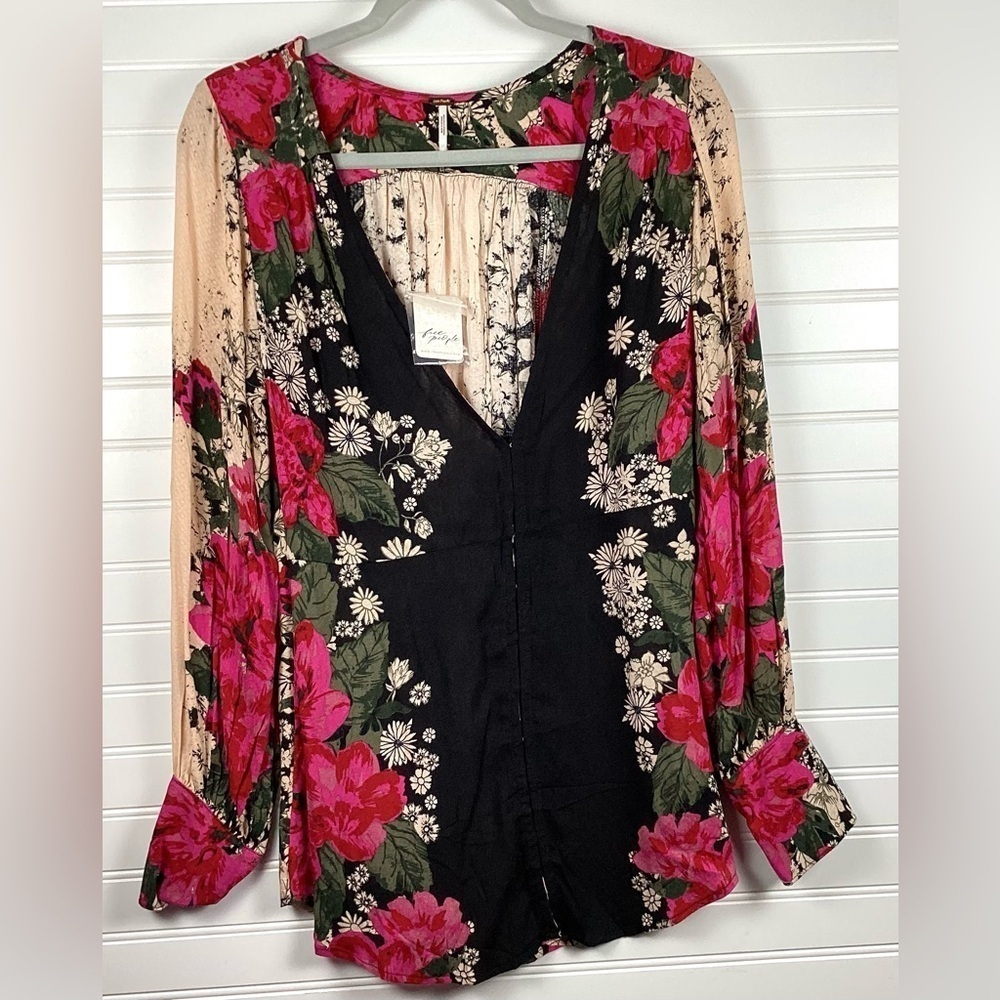 Free People NWT Mikayla Boho Floral Printed Tunic Top Size S/P feminine boho